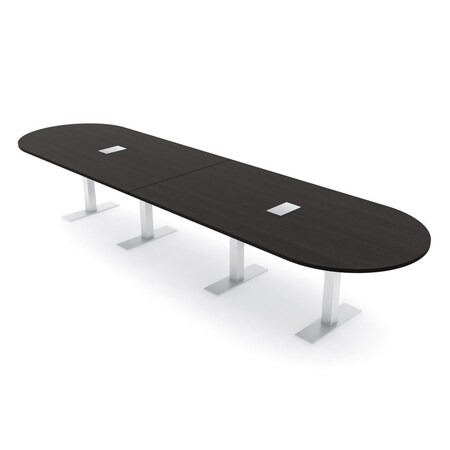 Skutchi Designs 14 Person Conference Table With Power Unit | 14' Racetrack Table | Harmony Series HAR-RAC-48X168-T-U999ST19-ESIL
