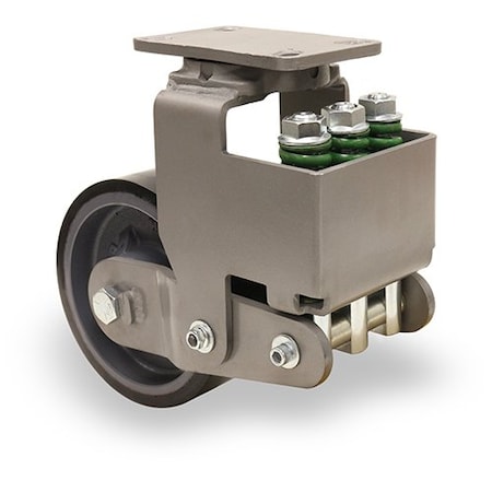 Hamilton Aerospace Spring Loaded Forge Master Swivel Caster, 8" x 3" Duralast XC Polyurethane Cast Iron Wheel S-AEZFFM-83DB70