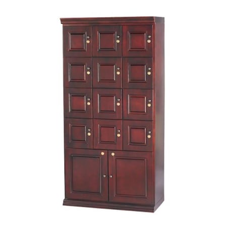 Quality Importers Commercial Cigar Locker With 12 Section Humidor- Mahogany Finish HUM-LOCKER-M