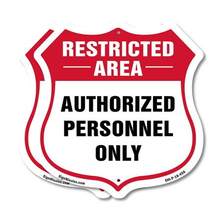 Signmission Restricted Area Shield Sign Authorized P, 18 inch X 18 inch, Plastic Sign, 2PK SHI-P-2PACK-18-456