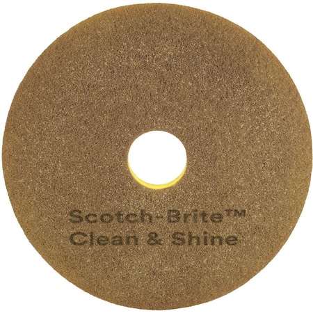 Scotch-Brite Scrubbing Pad, 16 in Dia, Brown/Yellow, PK5 09545