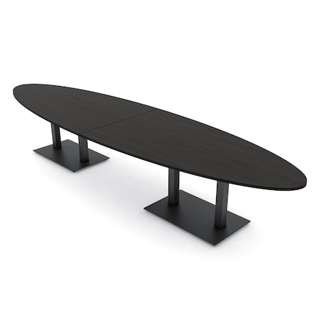 Skutchi Designs Oval Conference Table With Power, 48 in W, 168 in L, Black HAR-OVL-48X168-DOU.BK-U999ST19-NA