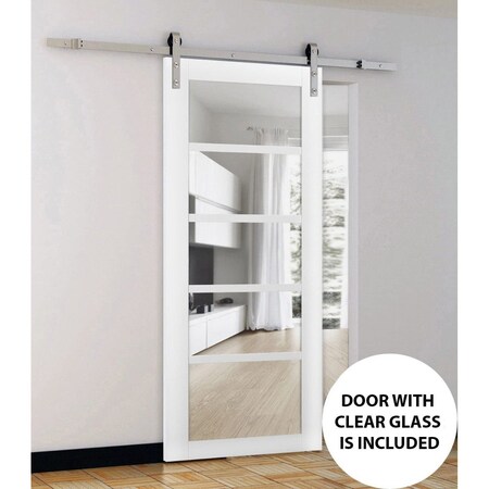 Sartodoors Sturdy Barn Door White Solid Core Modern Interior QUADRO4522BD-S-WS-18