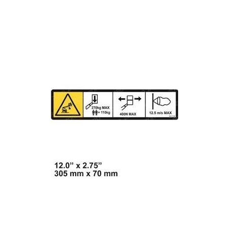 Jlg REPLACEMENT DECAL-WARNING MAX CAP. CE 1001171339