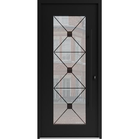 Vdomdoors Aluminum Door Iron 1655 Black Entry Steel Metal Classic Painted 36 x 80 (36 x 80)-Right Inswing IRON1655EXD-BLK-W36xH80-RH-I
