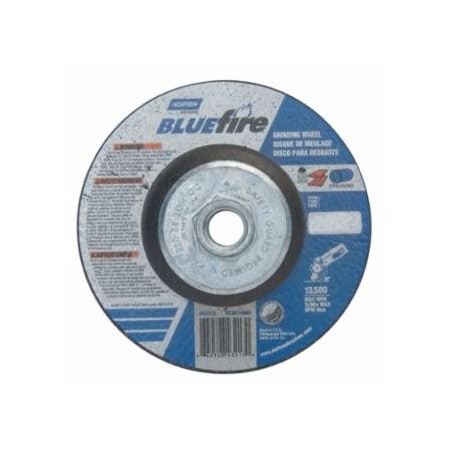 Norton Co Bluefire Type 27 Depressed Center Wheel, 4-1/2 in x 1/4 x 5/8-11, 24 Grit, Zirconia Alumina, 10PK 547-66252843213
