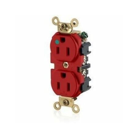Leviton Hospital Grade Wide Body Duplex MRI Receptacle, 15 Amp, 125 Volt MRI82-R