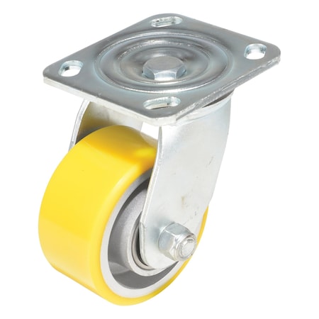 Vestil Polyurethane Swivel Caster 4 In. Diameter x 2 In. Width 440 Lb. Capacity Yellow/Gray CST-PY-4X2PUA-S