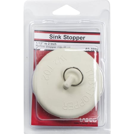Westlake Pipe & Fittings 1-1/2'' to 2'' Wht Ruber Bathtub Drain Stopper 2/1/3233
