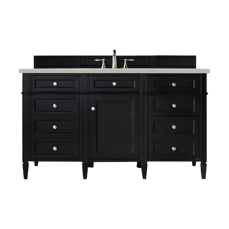 James Martin Vanities Brittany 60" Single Vanity, Black Onyx, w/ 3 CM Siberian Silestone Top w/FreePower Wireless Charger 650-V60S-BKO-FSFR