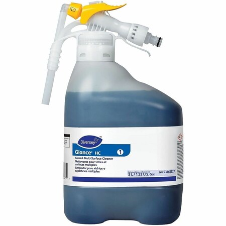 Diversey Liquid Glass and All Purpose Cleaner, 5L, Blue, Unscented, Hose End Connection Bottle 93165337