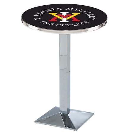 Holland Bar Stool Co 42" Chrome Virginia Military Institute Pub Table, 36" dia. Top L217C4236VAMilI