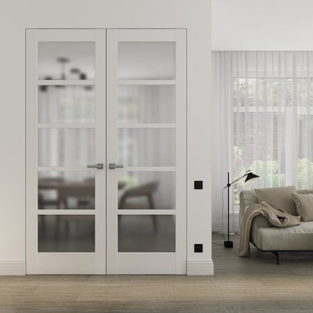 Sartodoors Hidden Double Doors White 36x96 (2* 18x96) Solid Core Modern Interior QUADRO4002DMF-WS-36x96-RH-O