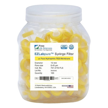 Foxx Life Sciences Syringe Filters, PK100 741-3116-FLS