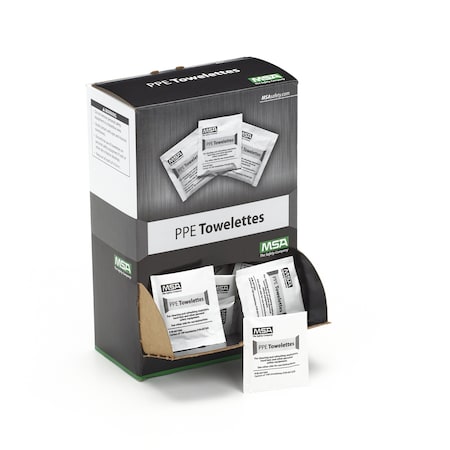Msa Safety Respirator Accessories, Towelettes, White, Box of 100, Individually Packaged 697383