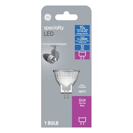 Ge LED Bulb, MR11 Lamp, 10 W Equivalent, GU4 Lamp Base, 3000 K Color Temp 93129013
