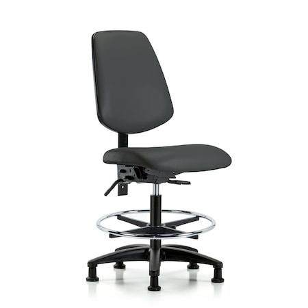Blue Ridge Ergonomics Medium Bench Chair No Arms, 22" to 29" Height, Vinyl, Charcoal BR-VMBCH-MB-RG-T0-A0-CF-RG-8605