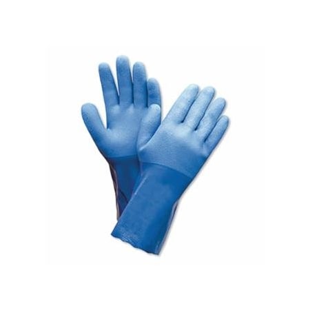 Honeywell PowerCoat PVC Coated Chemical Resistant Gloves, Blue/White, Rough, Large 582-660-L
