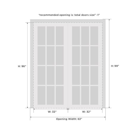 Sartodoors Closet Bypass Interior Door, 64" x 96", White QUADRO4115DBD-WS-6496