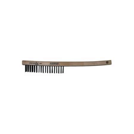 Anchor Brand Hand Scratch Brush, 13 in, 4 X 18 Rows, Carbon Steel Bristles, Curved Wood Handle 102-385
