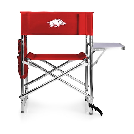 Picnic Time Family Of Brands NCAA Arkansas Razorbacks Sports Chair with Side Table - Beach Chair - Camp Chair for Adults, Red 809-00-100-034-0