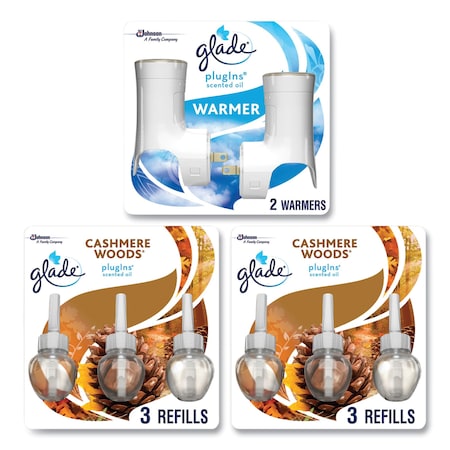 Glade Plugin Scented Oil, Cashmere Woods, 0.67 oz, 2 Warmers and 6 Refills/Pack 379230