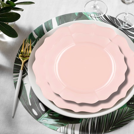 Smarty Had A Party Pearl Pink Round Lotus Plastic Dinnerware Value Set, 240PK 8850-PNKVP-CASE