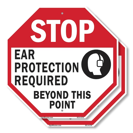 Signmission Stop Ear Protection Required Beyond, 10 inch X 10 inch, Aluminum Metal Signs, 2PK OC-A-2PACK-10-178