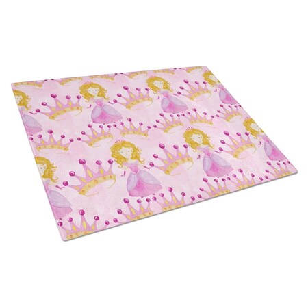Carolines Treasures Watercolor Princess and Crown Glass Cutting Board, Large BB7551LCB