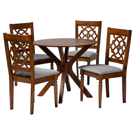 Baxton Studio Sadie Modern Grey and Walnut Brown Wood 5-Piece Dining Set 254-9876-10891-ZORO