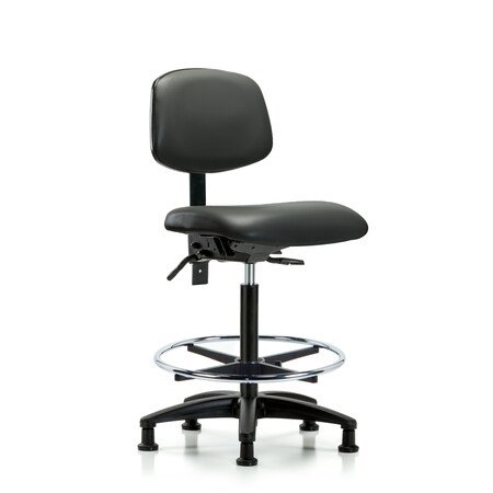 Blue Ridge Ergonomics Vinyl Chair, High Bench, Tilt, Foot Ring, Glides, Carbon BR-VHBCH-RG-T1-A0-CF-RG-8823