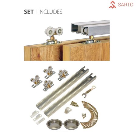 Sartodoors Sliding Closet Bypass Doors 56x80 hardware Walnut Solid Core Modern Interior QUADRO4111DBD-WLN-56