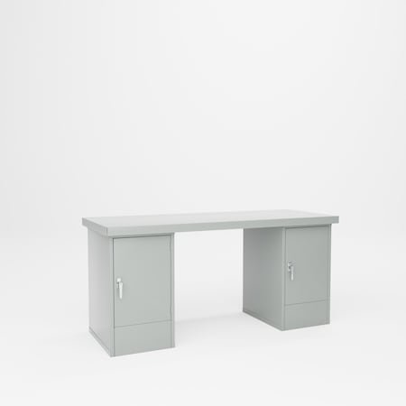 Pucel Pedestal Bench with Door Cabinet, 72 in W x 34 in H x 28 in D, Light Blue CB-2872-S