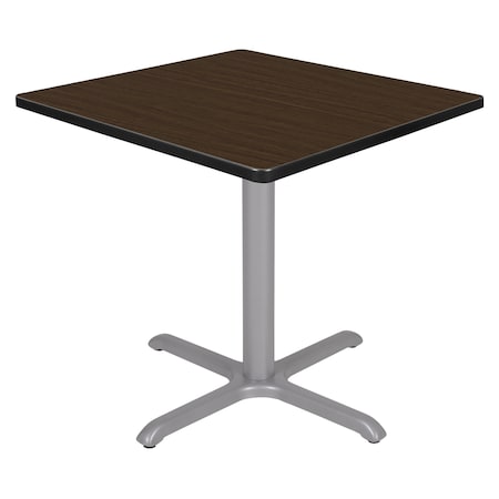 Regency Square Cain Small X-Base Breakroom Table, 30 in W, 30 in L, Neo Walnut TB3030NWGY