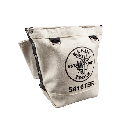 Klein Tools Tool Pouch, Pouch, Bolt Retention, Canvas, 10", natural, No. 4 Canvas, 1 Pockets 5416TBR