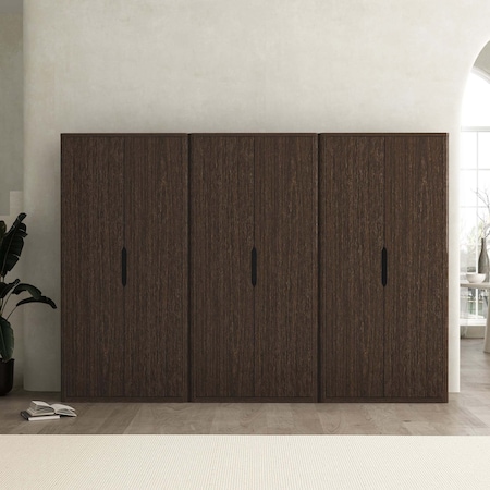 Manhattan Comfort Rivington 38in Bookcase Cabinet in Walnut - Set of 3 3-BC004-BR