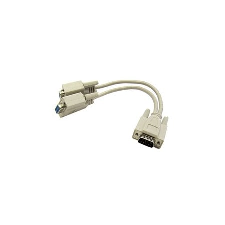 Cable Wholesale DB9 Serial Y adapter, DB9 Male to Dual DB9 Female, 8 inch 30D1-27208