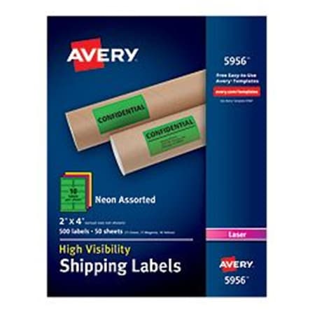 Avery Dennison 2 X 4 In. HighVisibility Shipping Label Assorted, 500PK AVE5956