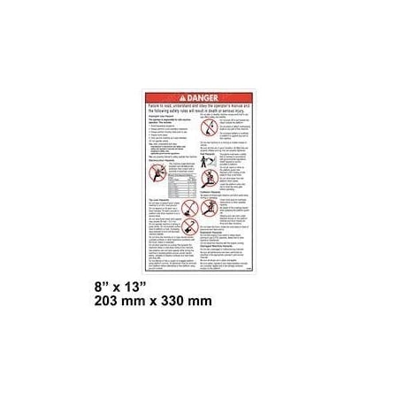 Genie REPLACEMENT DECAL, DANGER GEN SAFETY RULES 97890