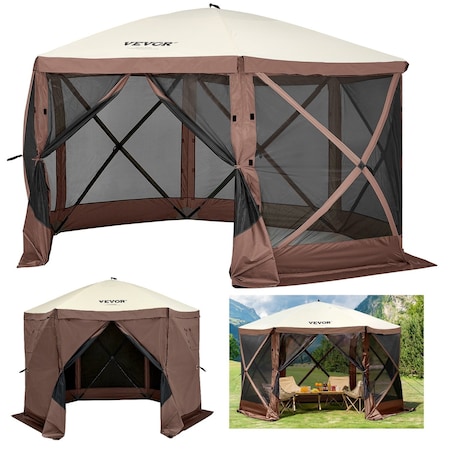 Vevor Pop-up Camping Gazebo Camping Canopy Shelter 6 Sided 10' x 10' Sun Shade VV-CGT-1010