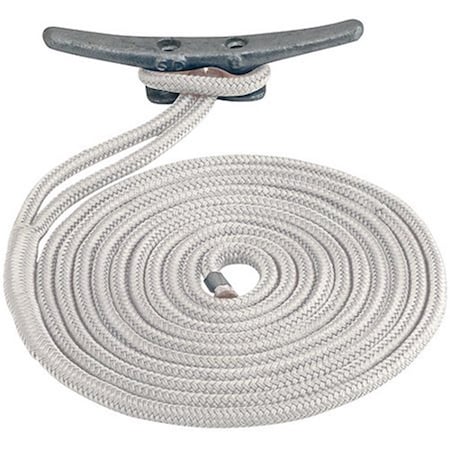 Powerhouse 0.5 in. x 25 ft. Nylon Double Braided Dock Line, White PO3092810