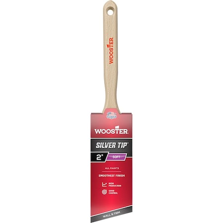 Wooster 2" Angle Sash Soft, Silver CT Polyester Bristle, Paint Brush, Wood Handle 5221