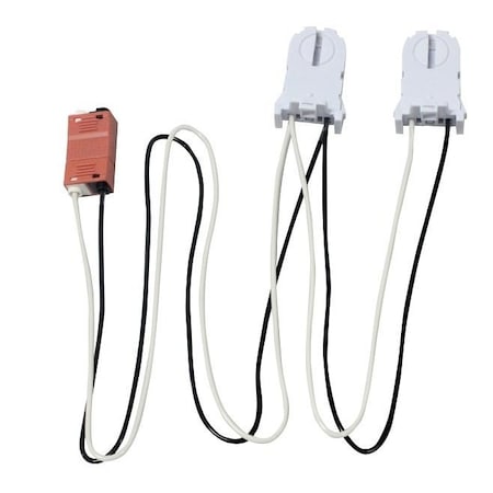 Keystone Wiring Harness for LED tubes. (2) Pre-Wired Tall, Non-Shunted Sockets with Power Disconnect. KT-SOCKET-T8-U-T-2-W