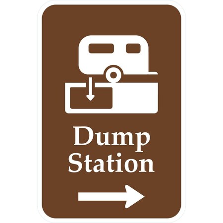 Lyle Dump Station with Right Arrow (with Graphic), 12x18, High Intensity Prismatic, Brown G-4018-HI_12x18