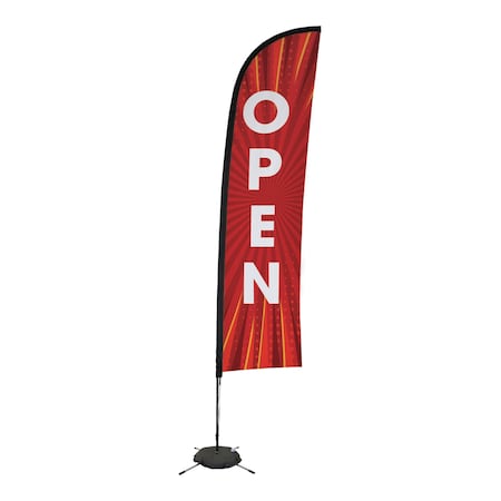 Showdown Displays 13 Ft Premium Blade Sail Sign Kit (Double-Sided With Spider Base) - Open Red Burst 908121-001