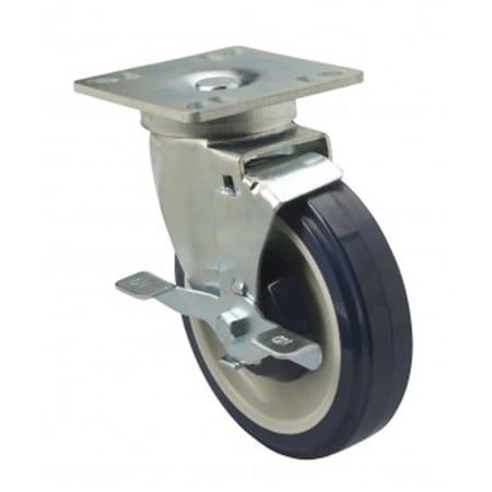 Focus Foodservice Set of 4 - 5 in. plate casters with brakes. 4 in. square plate, 4PK FPCST5