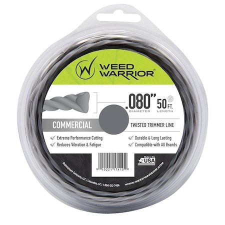 Weed Warrior Trimmer Line, 0.08 in Dia, 50 ft L, Nylon 17410