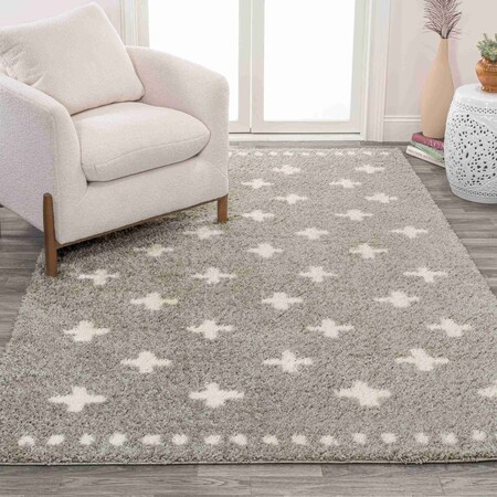 Jonathan Y Cristo Berber Geometric Shag Gray/Ivory 5 ft. x 8 ft. Area Rug MOH403B-5