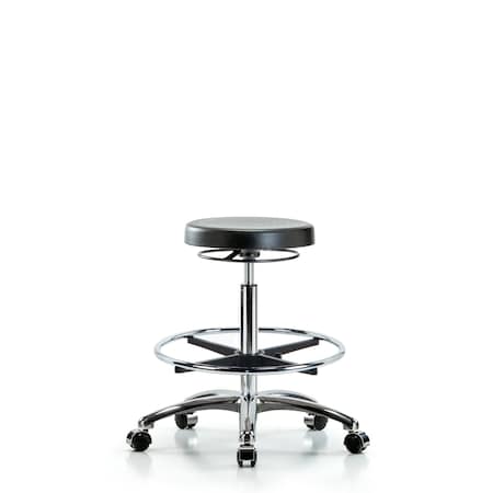 Blue Ridge Ergonomics Polyurethane Stool Chrome - High Bench Height with Chrome Foot Ring and Casters BR-PHBSO-CR-CF-CC