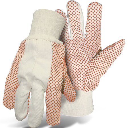 Boss Premium Grade Cotton/Polyester Blend Glove w/PVC Dotted Grip on Palm, Thumb, Index, Little Finger, 10 o 1JP5504